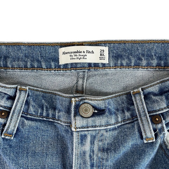 Abercrombie & Fitch Womens '90s Straight Ultra High Rise Jeans 29/8 Stretch - Picture 3 of 7
